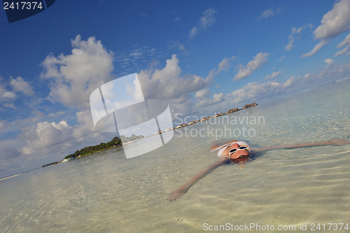 Image of happy woman enjoy  summer time