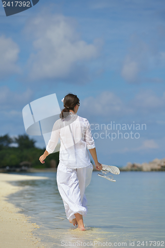 Image of happy woman enjoy  summer time