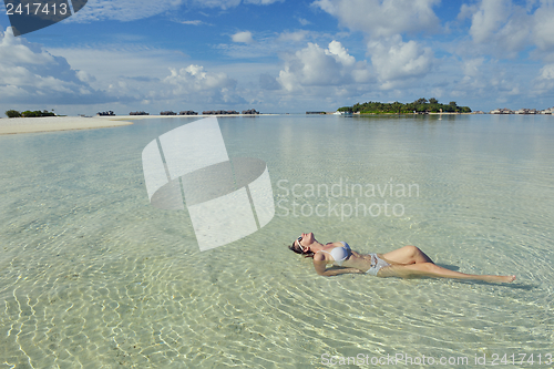 Image of happy woman enjoy  summer time