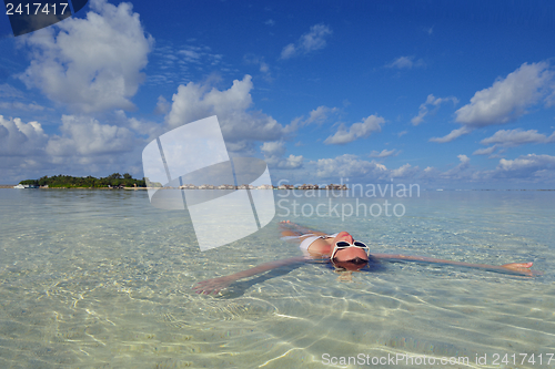 Image of happy woman enjoy  summer time