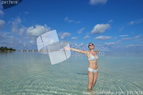 Image of happy woman enjoy  summer time