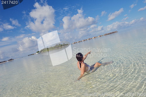 Image of happy woman enjoy  summer time