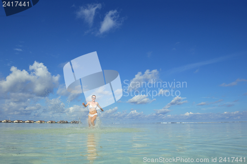 Image of happy woman enjoy  summer time