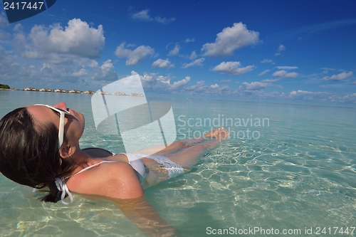 Image of happy woman enjoy  summer time