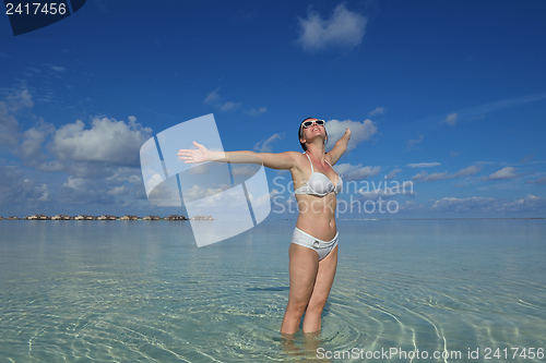 Image of happy woman enjoy  summer time