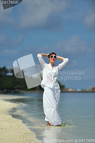 Image of happy woman enjoy  summer time