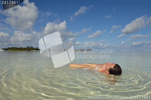 Image of happy woman enjoy  summer time