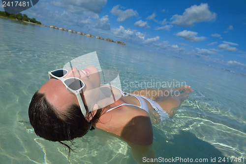 Image of happy woman enjoy  summer time