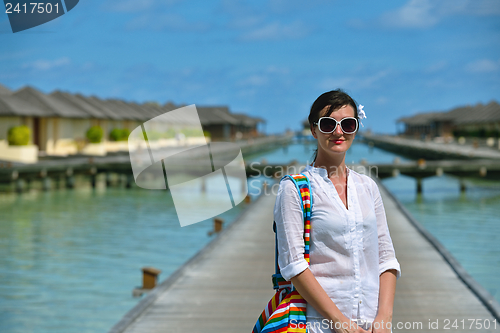 Image of happy woman enjoy  summer time