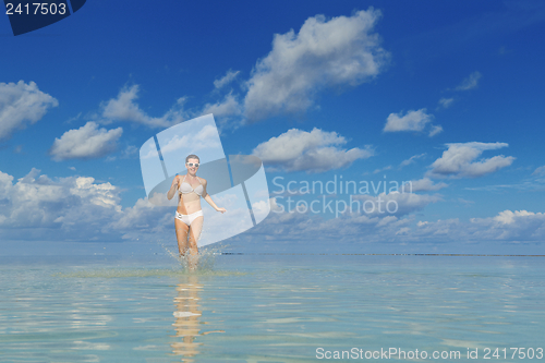 Image of happy woman enjoy  summer time