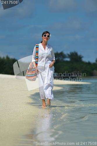 Image of happy woman enjoy  summer time