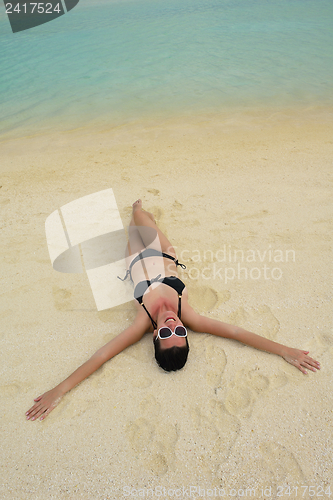 Image of happy woman enjoy  summer time