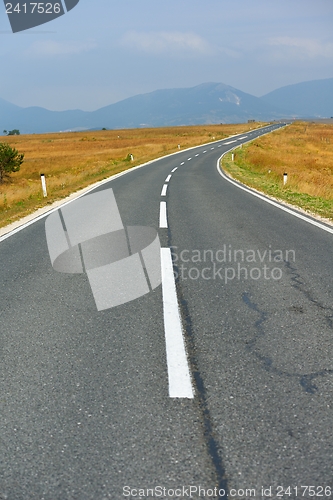 Image of road through the green field