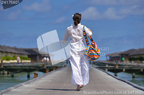 Image of happy woman enjoy  summer time