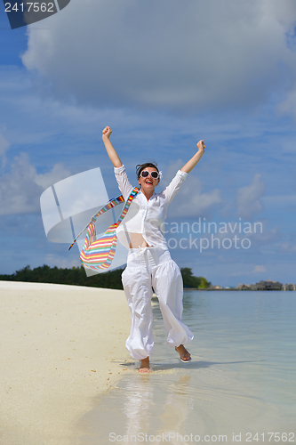 Image of happy woman enjoy  summer time