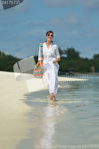 Image of happy woman enjoy  summer time