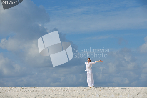 Image of happy woman enjoy  summer time