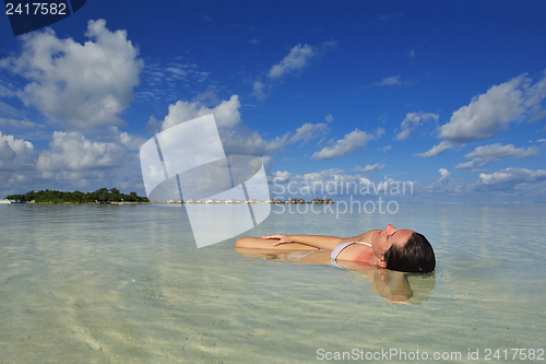 Image of happy woman enjoy  summer time