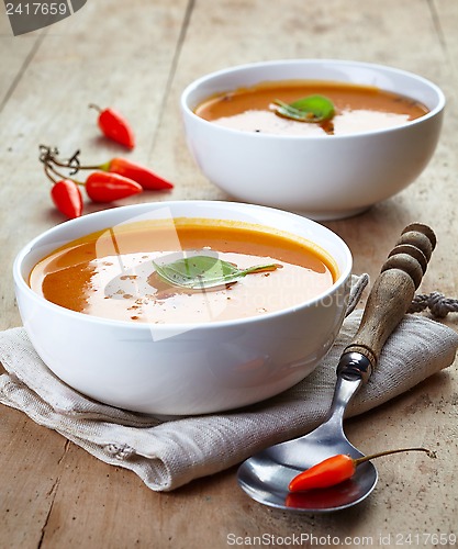 Image of two bowls of squash soup