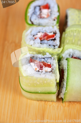 Image of cucumber sushi rolls