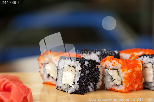 Image of tobico sushi rolls