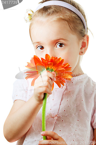 Image of Pretty little girl with flower