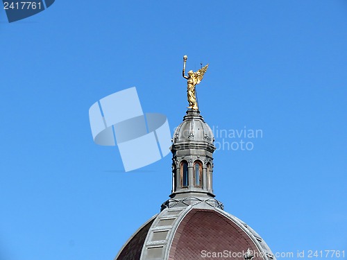 Image of Statue of an angel of enlightenment on a building in Zagreb