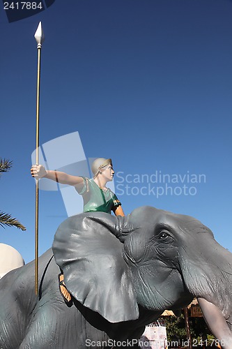 Image of Barbarian soldier riding on elephant