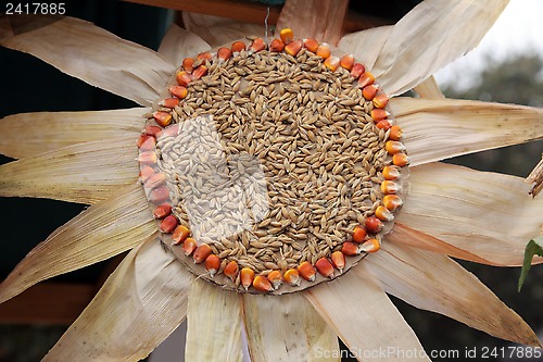 Image of Colorful handmade flowers made of corn