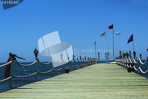 Image of Pier for small vessels and leisure in the resort hotel.