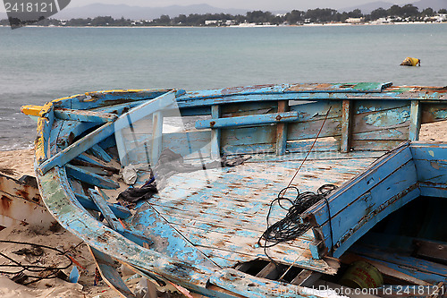 Image of Damaged ship on the beach