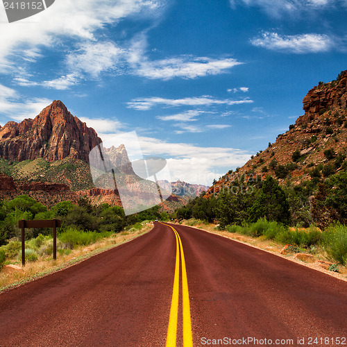 Image of Typical red road in Zion Canyon