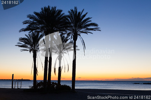 Image of Sunrise on the Malaga beach