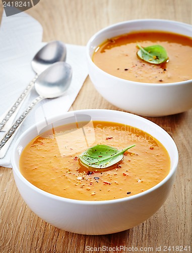 Image of two bowls of squash soup