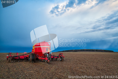 Image of Seeding machine on the uncultivated field
