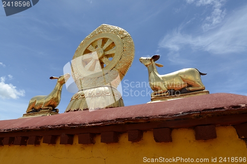 Image of Golden roof of a lamasery in Tibet