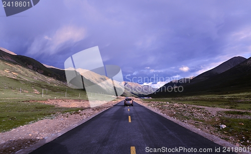 Image of Landscape of mountain highway in Tibet