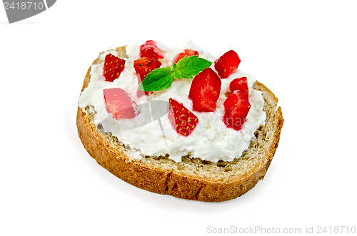 Image of Bread with curd cream and strawberries