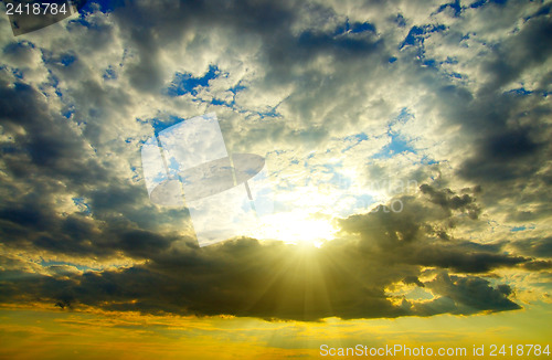 Image of fine evening glow under low clouds