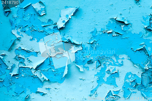 Image of old blue paint texture closeup