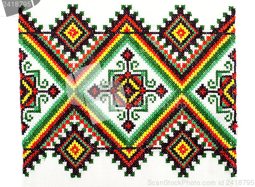 Image of embroidered handmade good by cross-stitch pattern