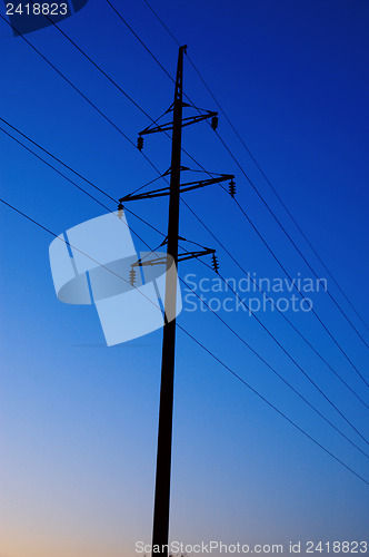 Image of electric pillar in deep evening