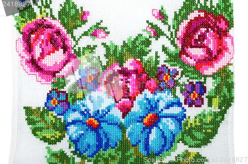 Image of embroidered good by cross-stitch pattern