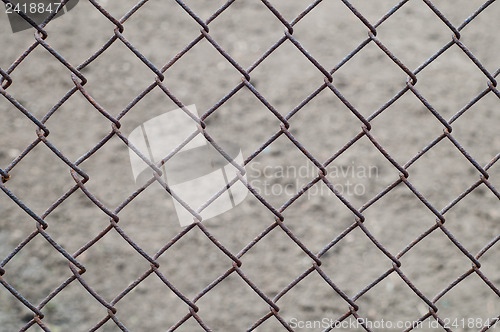 Image of rusty wire netting as background over earth