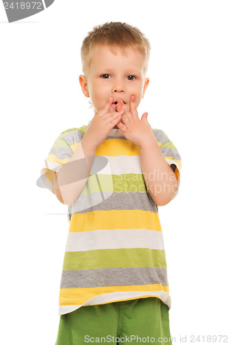 Image of Little boy in striped t-shirt