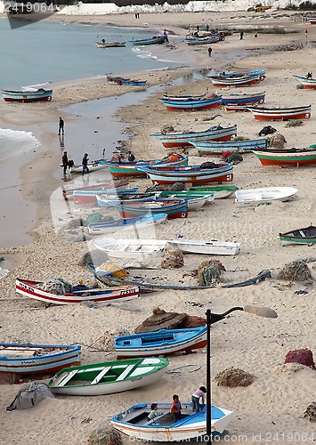 Image of Boats on the beach. Hammamet.