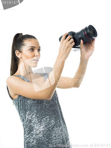 Image of sexy woman photographer