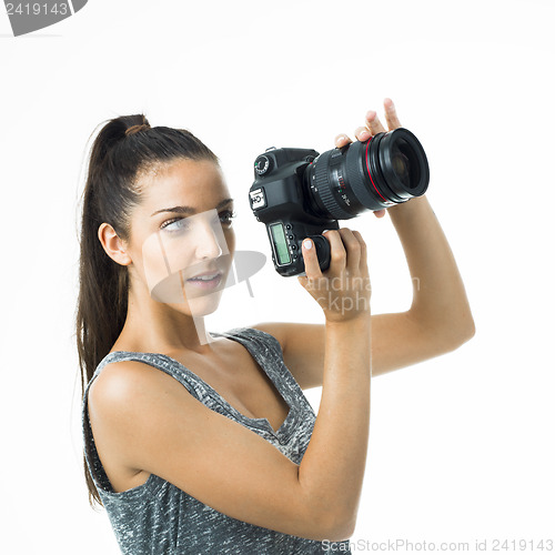 Image of sexy woman photographer