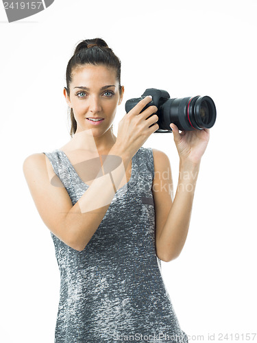 Image of sexy woman photographer