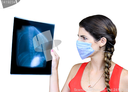 Image of Student looking at an x ray image